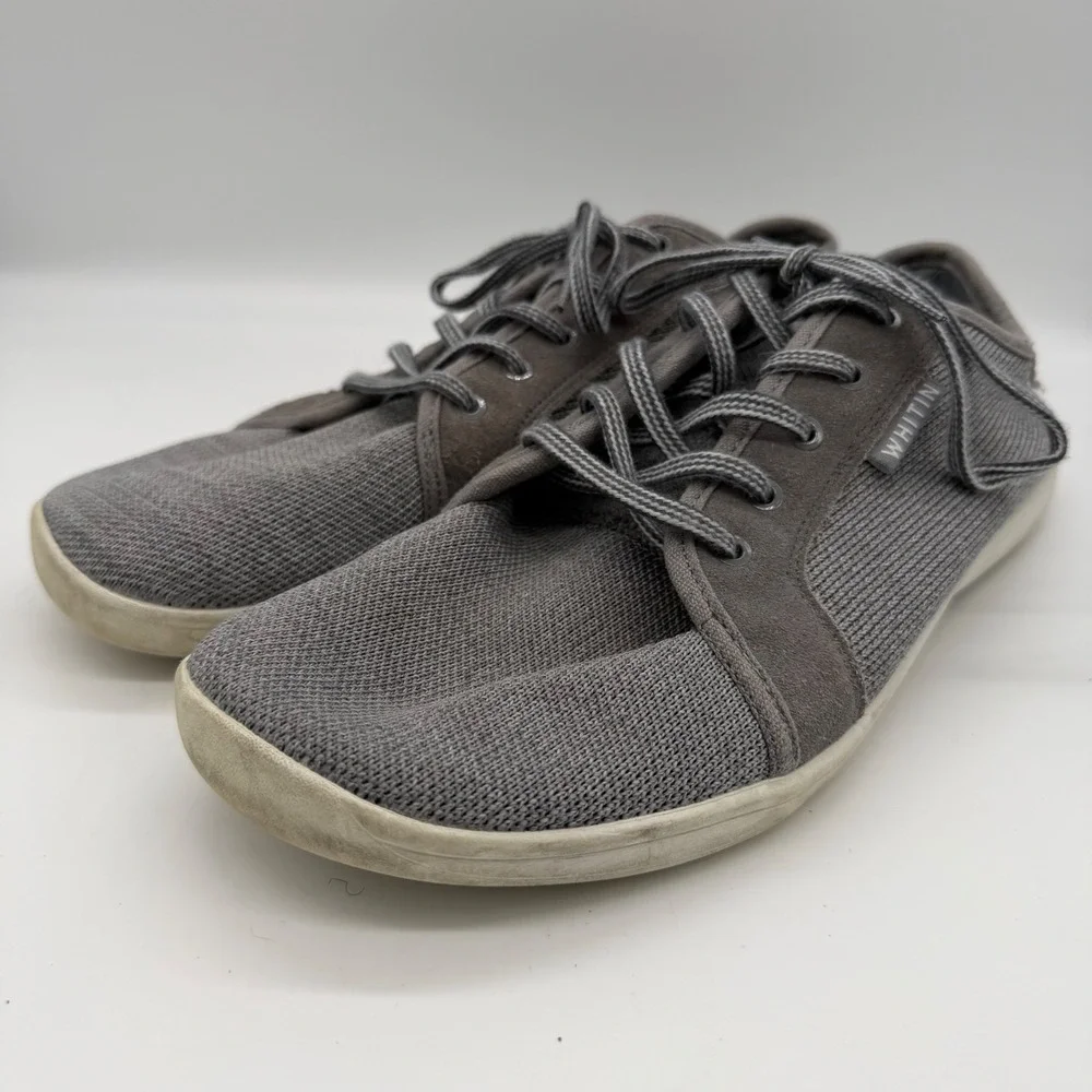 Whitin Mens Barefoot Minimalist Sneakers Gray Mesh Lace Up Low Top Shoes Size 45